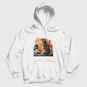 Japanese Retro Samurai Cat The Great Wave Hoodie