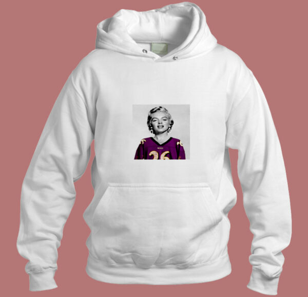 Marilyn Monroe Norma Jeane Wearing Baltimore Ravens Jersey Aesthetic Hoodie Style