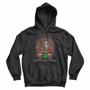 Santa Is Coming Candy Cane Throne Funny Christmas Parody Hoodie