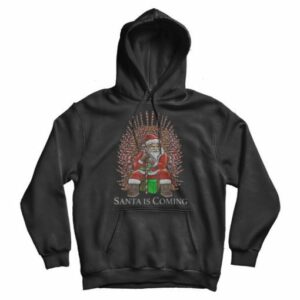 Santa Is Coming Candy Cane Throne Funny Christmas Parody Hoodie