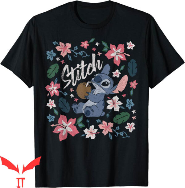Single Stitch T-Shirt Disney Lilo Stitch Floral Coconut