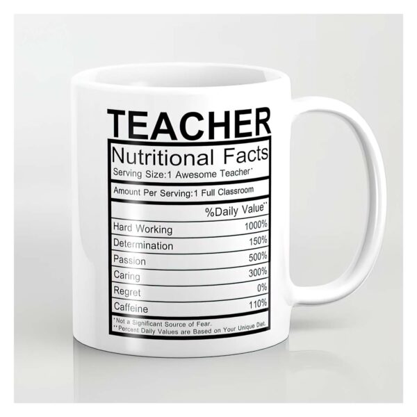 Teacher nutritional facts mug