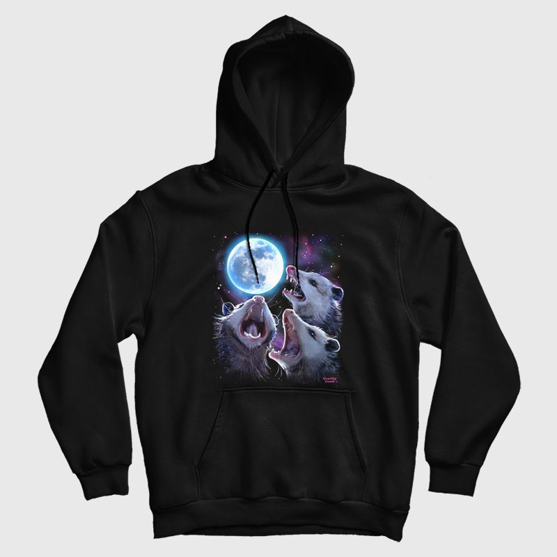 Three Possums Howling at Moon Hoodie Three Possums Howling at Moon Hoodie