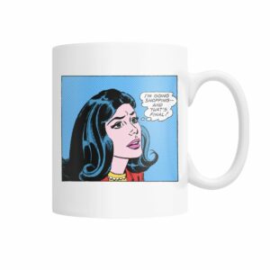 Vintage comic pop art going shopping mug