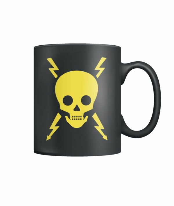 Vintage electrical danger skull mug