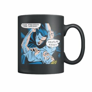 Vintage horror comic pop art design – female vampire attacks your struggles are useless mug