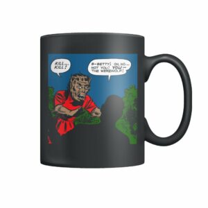 Vintage horror comic pop art design – female werewolf attacks mug