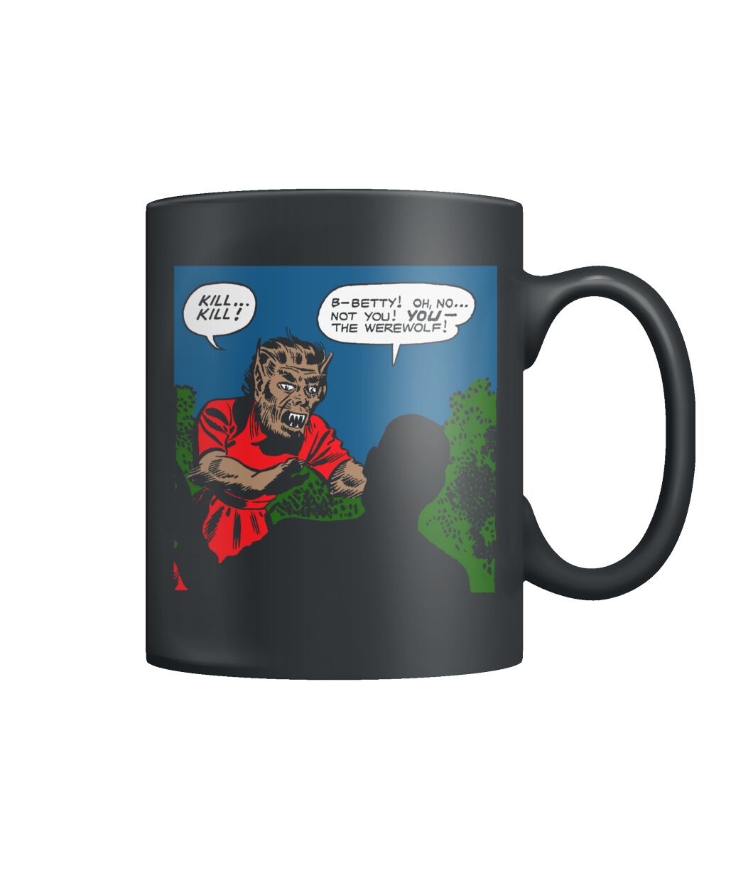 Vintage horror comic pop art design - female werewolf attacks mug Vintage horror comic pop art design - female werewolf attacks mug