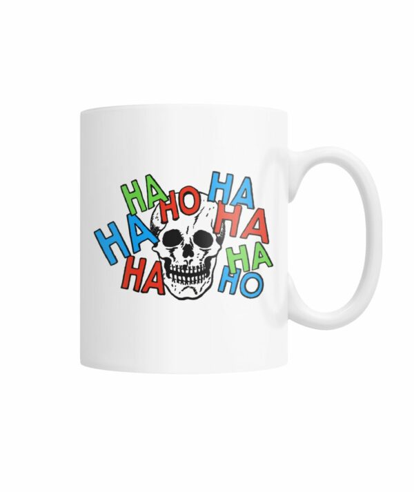 Vintage horror comic pop art design – laughing skull mug