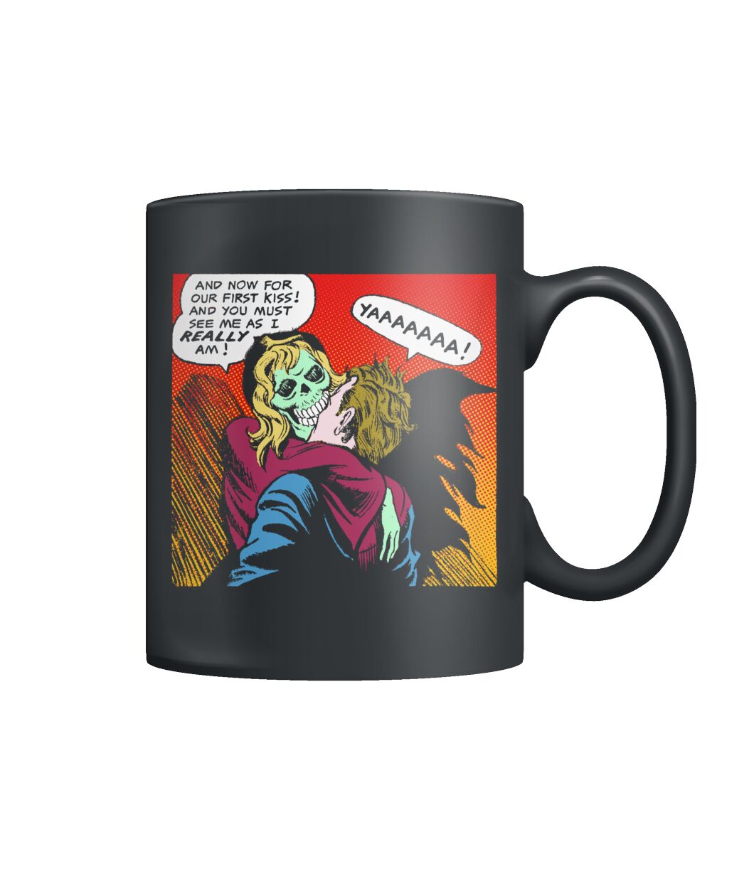 Vintage horror comic pop art design our first kiss mug Vintage horror comic pop art design our first kiss mug