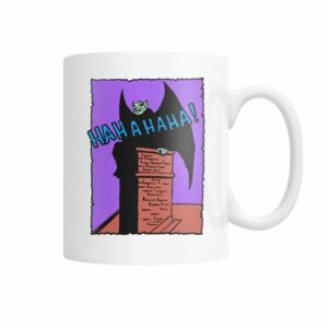 Vintage horror comic pop art design – vampire on roof mug
