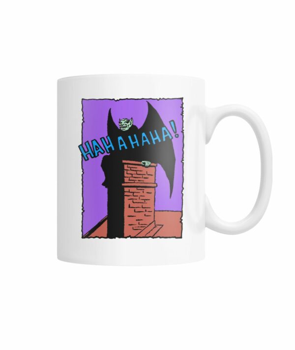 Vintage horror comic pop art design – vampire on roof mug