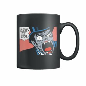 Vintage horror comic pop art vampire I must have human blood mug