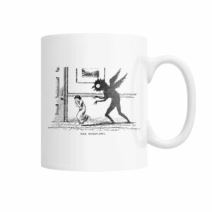 Vintage horror illustration Bogey Owl mug