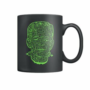 Vintage illustration – Frankenstein monster maze – light green mug