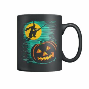 Vintage illustration – Halloween witch and pumpkin mug