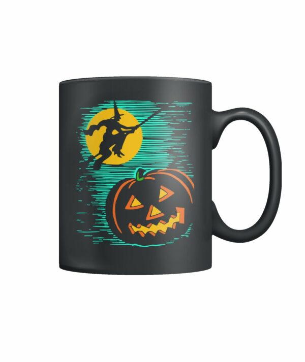 Vintage illustration – Halloween witch and pumpkin mug
