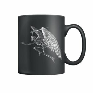 Vintage skeleton with wings mug