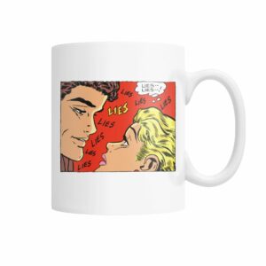 comic pop art lies lies lies mug