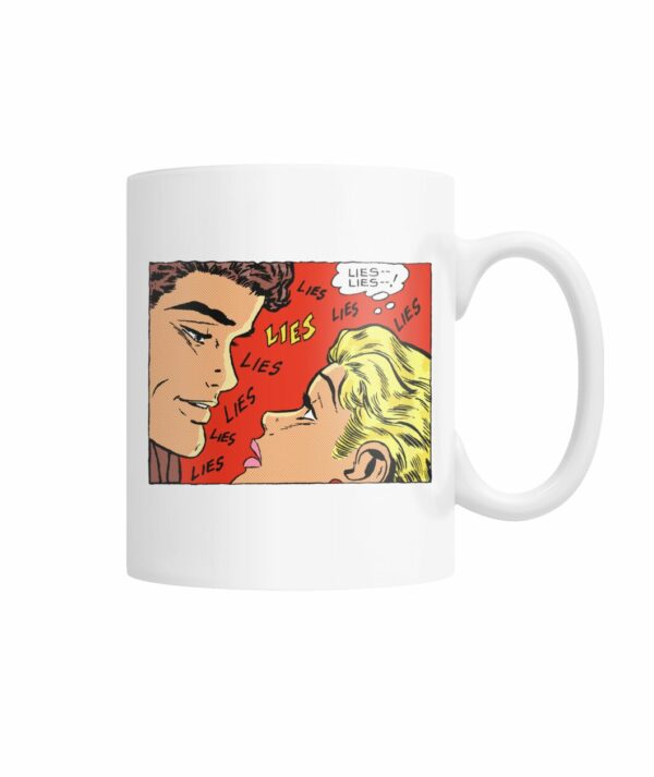 comic pop art lies lies lies mug