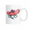 comic pop art man riding a hot dog mug
