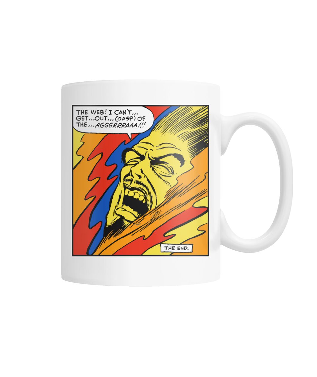 horror comic panel – “The web I can’t get out” mug horror comic panel – “The web I can’t get out” mug