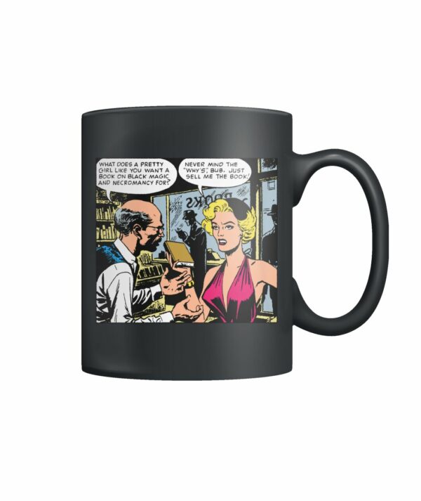 horror comic pop-art book on black magic mug