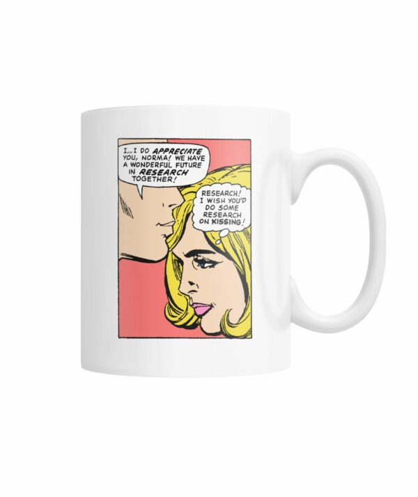 vintage comic pop-art research on kissing mug