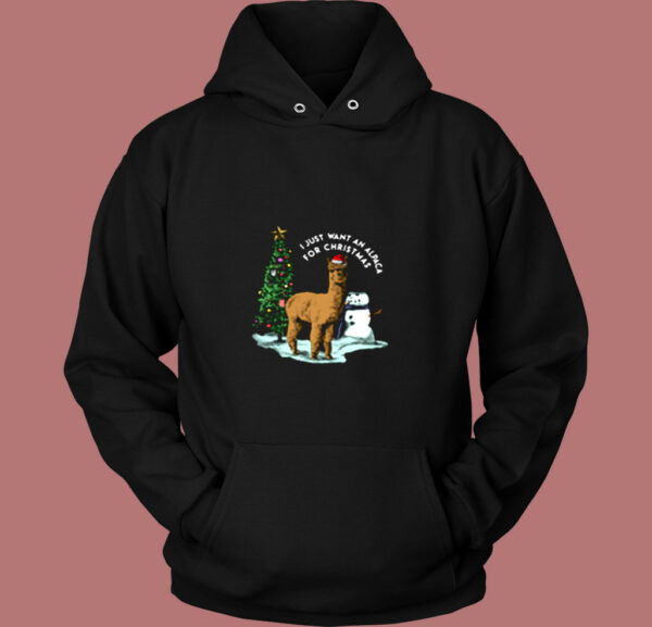 I Just Want An Alpaca For Christmas Alpaca Vintage Hoodie