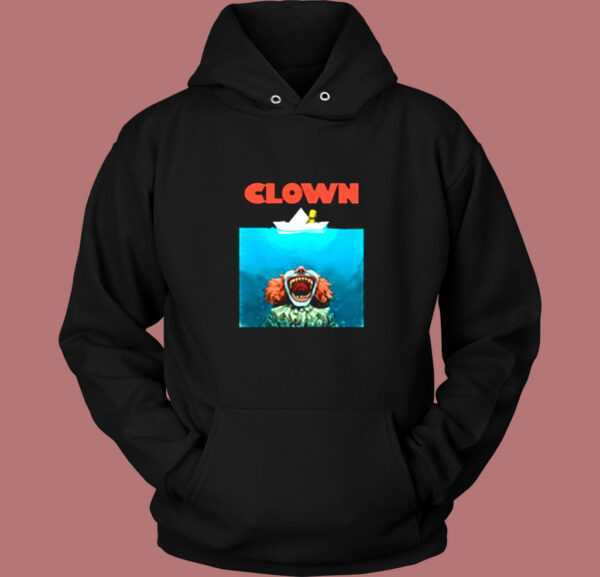 Jaws Poster Parody Stephen King Pennywise Clown Vintage Hoodie
