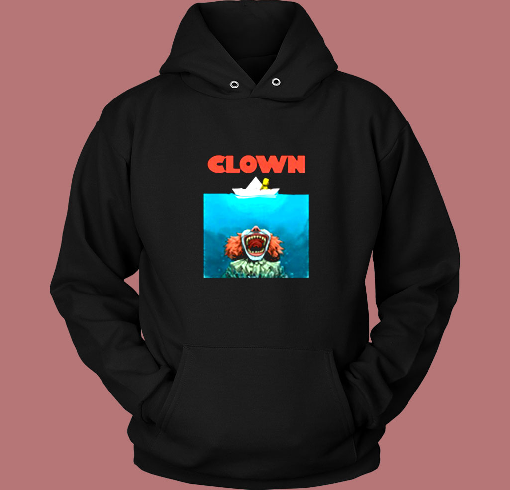 Jaws Poster Parody Stephen King Pennywise Clown Vintage Hoodie Jaws Poster Parody Stephen King Pennywise Clown Vintage Hoodie
