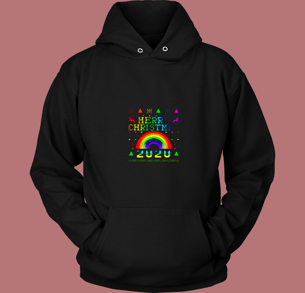 Lgbt Pride Merry Christmas 80s Hoodie Lgbt Pride Merry Christmas 80s Hoodie