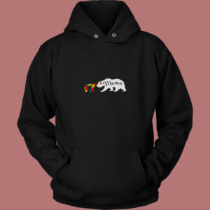 Mama Bear Autism Awareness 80s Hoodie