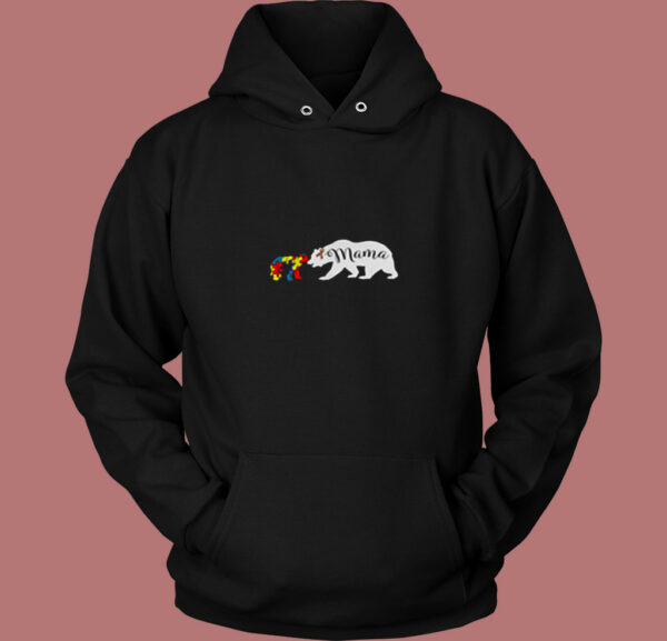 Mama Bear Autism Awareness 80s Hoodie