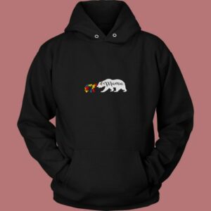 Mama Bear Autism Awareness 80s Hoodie