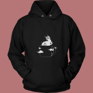 Many Eyed Cat In Coffee Cup 80s Hoodie