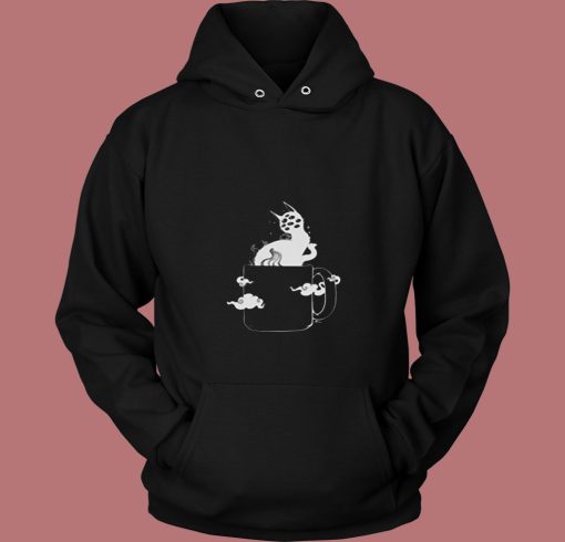 Many Eyed Cat In Coffee Cup 80s Hoodie Many Eyed Cat In Coffee Cup 80s Hoodie