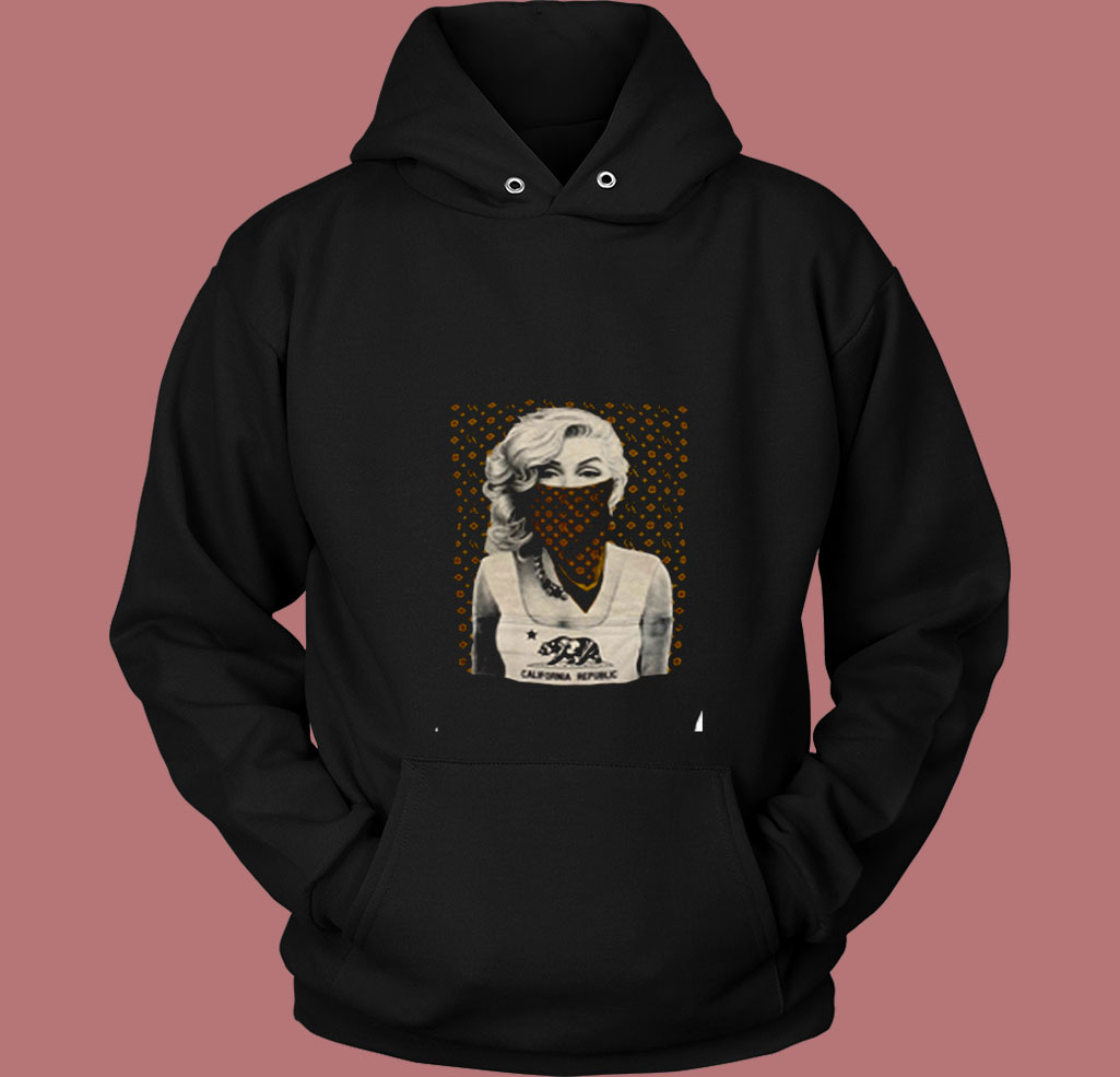 Marilyn Monroe With Ca Bandana Brown 80s Hoodie Marilyn Monroe With Ca Bandana Brown 80s Hoodie