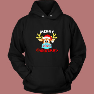 Merry Christmas 2020 Quarantine Reindeer Mask Christmas Vintage Hoodie