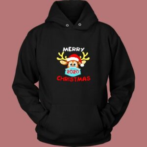 Merry Christmas 2020 Quarantine Reindeer Mask Christmas Vintage Hoodie