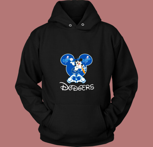 Mickey Mouse Loves Los Angeles Dodgers Vintage Hoodie