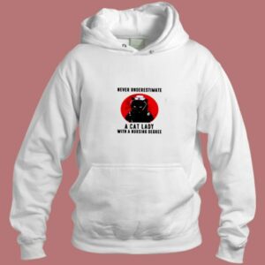 Never Underestimate A Cat Lady With A Nursing Degree Halloween Aesthetic Hoodie Style