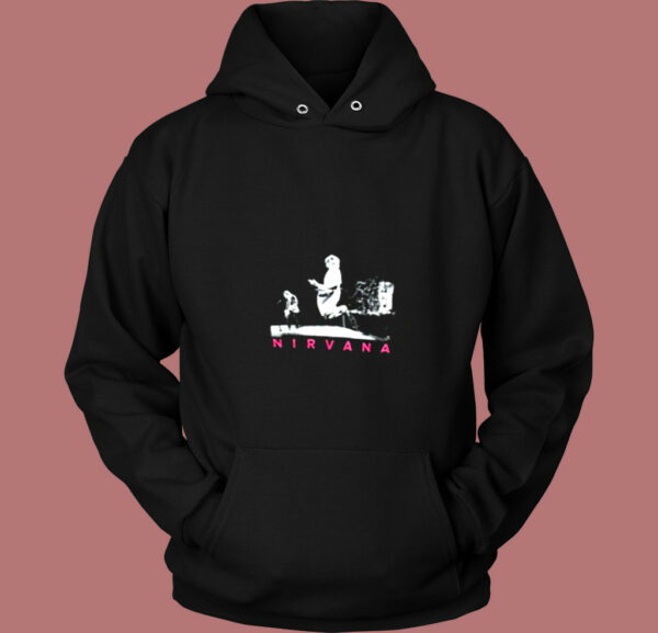 Nirvana Pink Logo Live Stage Pic Vintage Hoodie