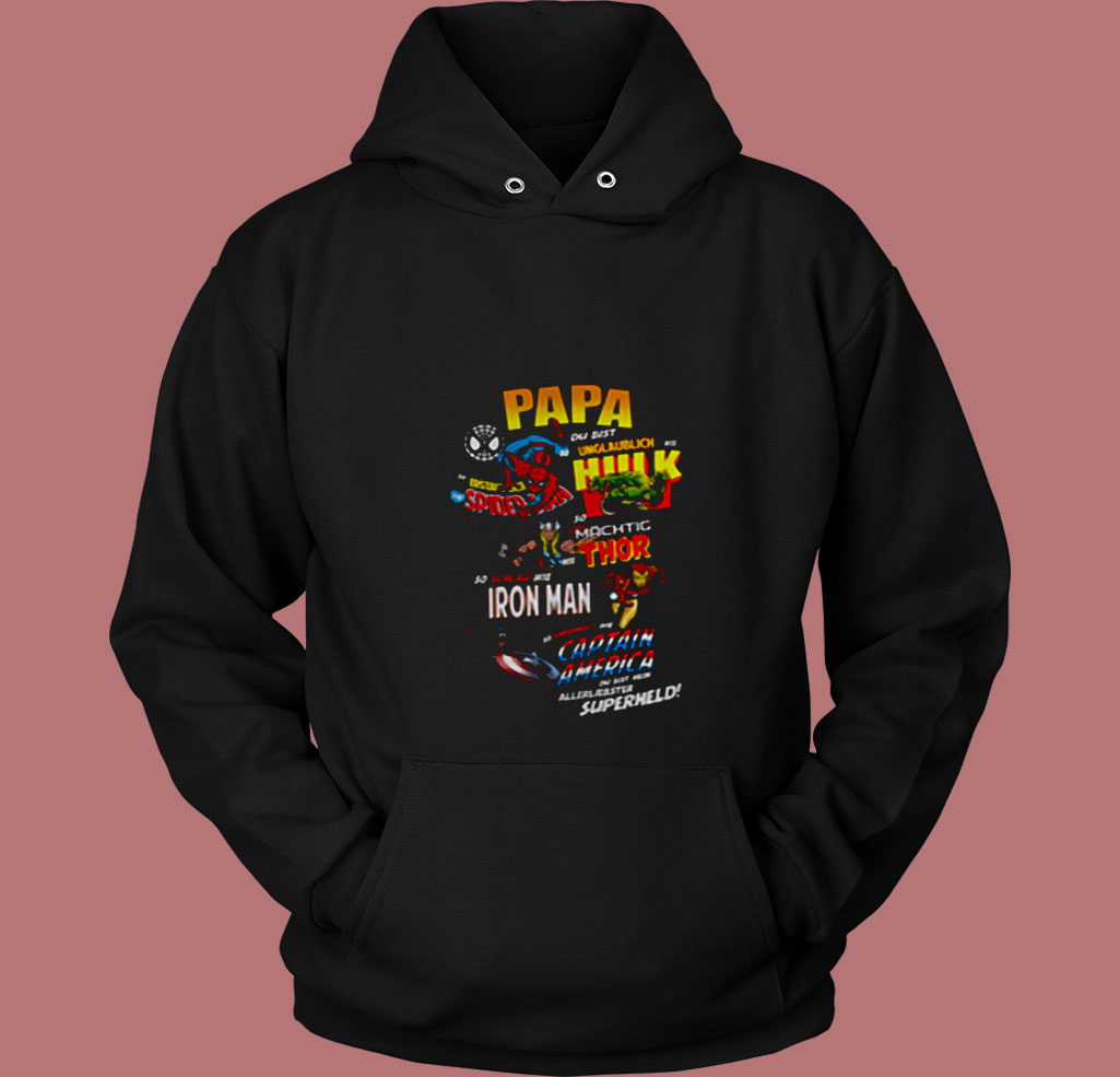 Papa Hulk Spiderman Thor Iron Man Captain America 80s Hoodie Papa Hulk Spiderman Thor Iron Man Captain America 80s Hoodie