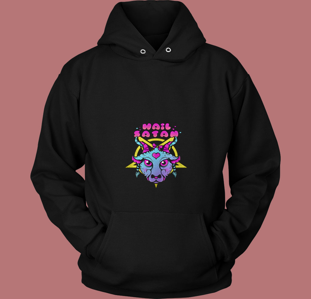 Pastel Goth Hail Satan 80s Hoodie Pastel Goth Hail Satan 80s Hoodie
