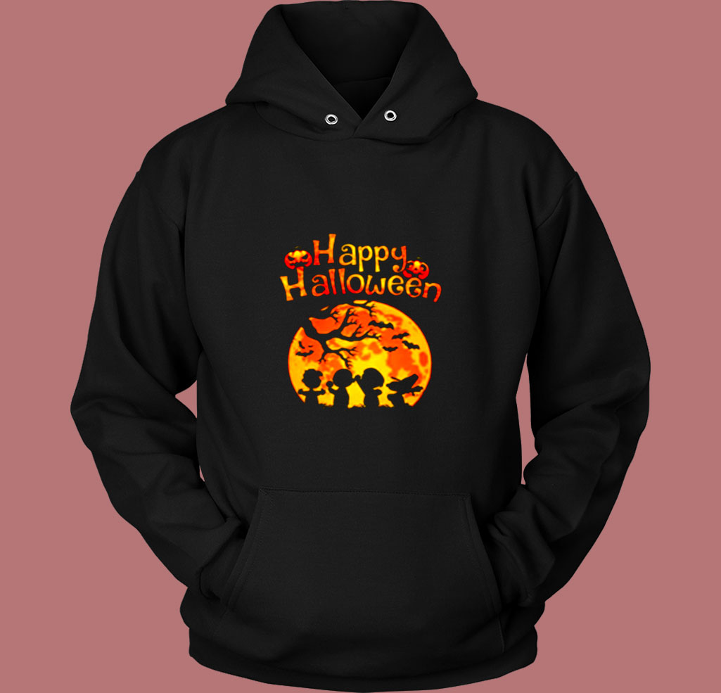 Peanut Snoopy And Charlie Brown Happy Halloween Pumpkin Moon Vintage Hoodie Peanut Snoopy And Charlie Brown Happy Halloween Pumpkin Moon Vintage Hoodie