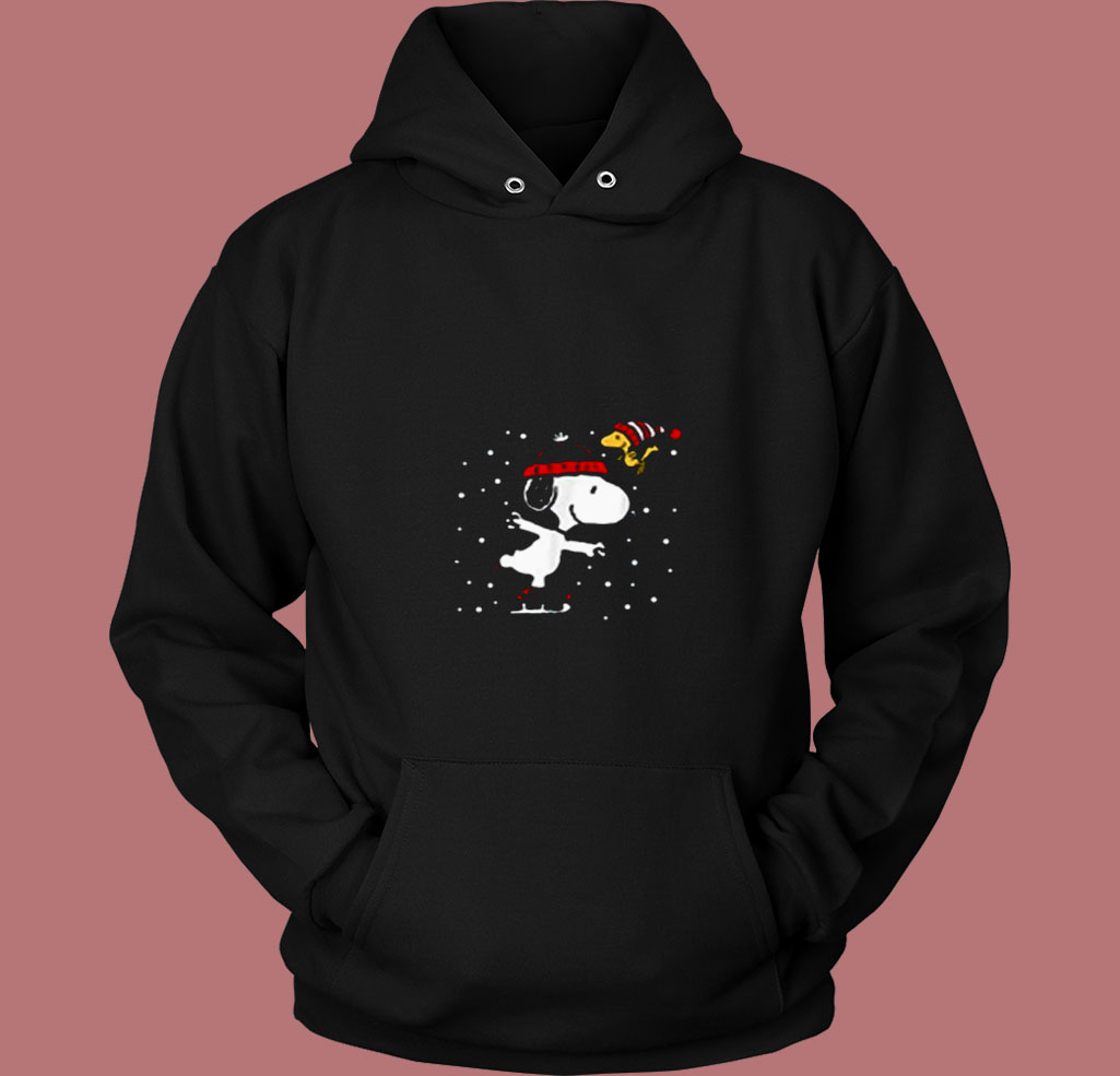 Peanuts Snoopy And Woodstock Skate Holiday 80s Hoodie Peanuts Snoopy And Woodstock Skate Holiday 80s Hoodie