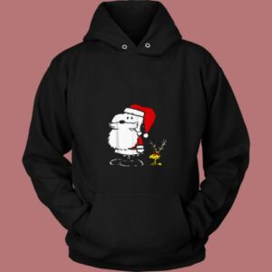 Peanuts Snoopy Woodstock Antlers Santa 80s Hoodie
