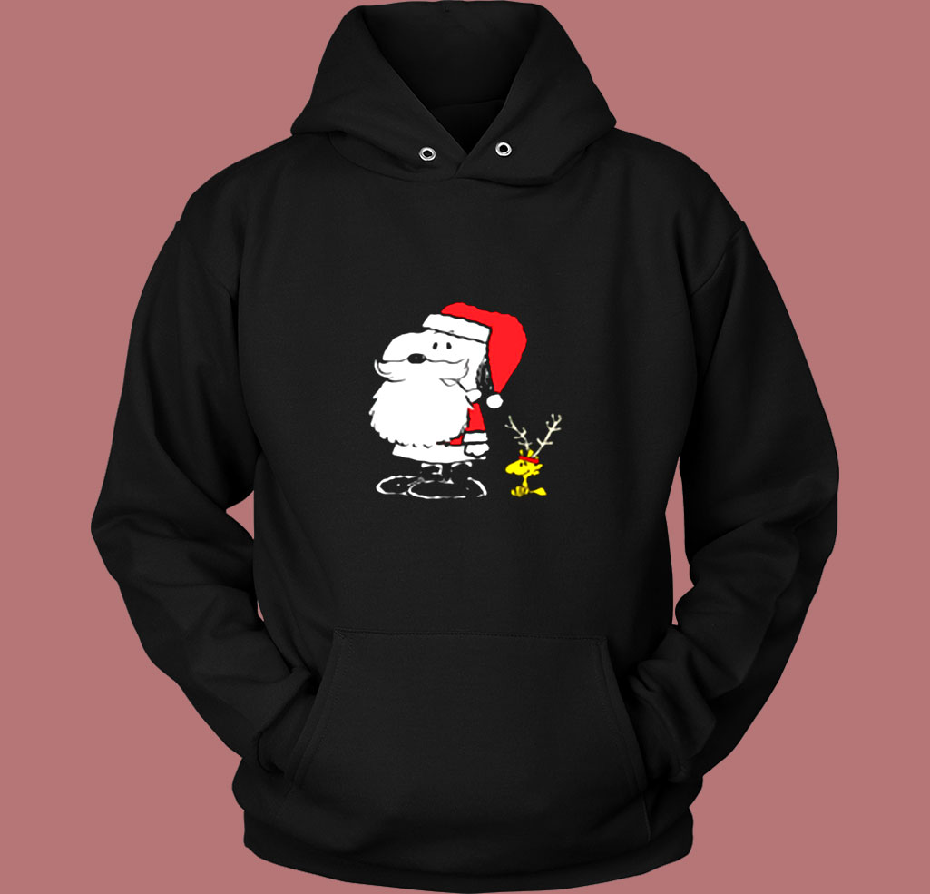 Peanuts Snoopy Woodstock Antlers Santa Claus Vintage Hoodie Peanuts Snoopy Woodstock Antlers Santa Claus Vintage Hoodie