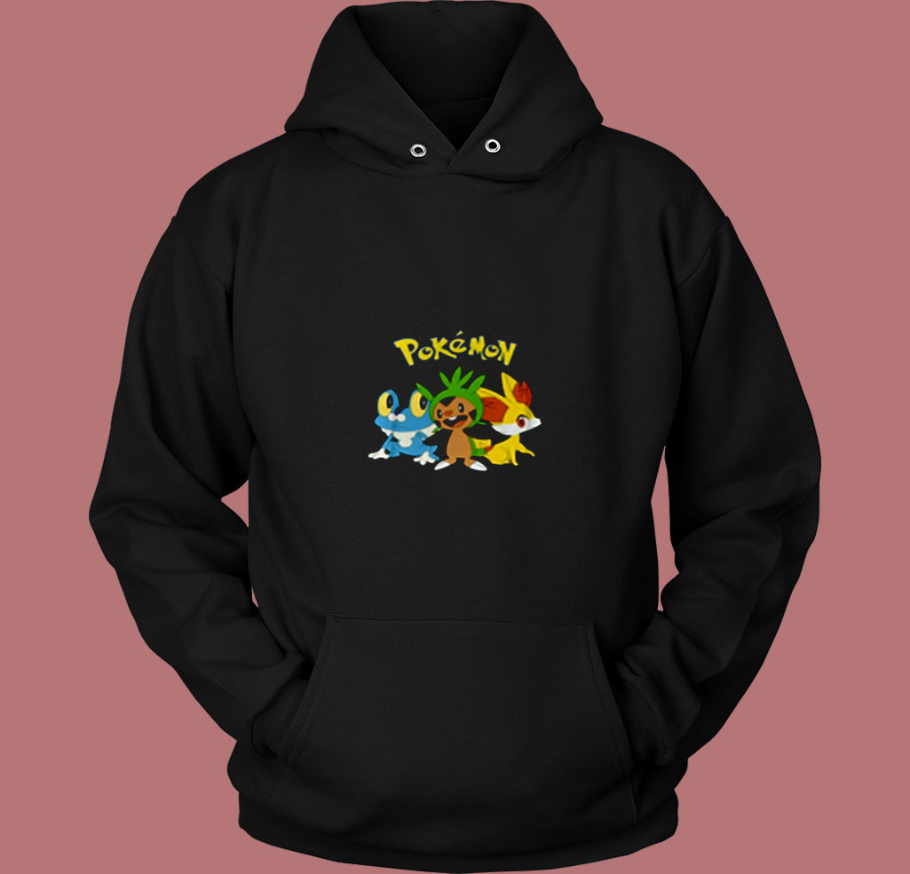 Pokemon Fennekin Chespin Froakie 80s Hoodie Pokemon Fennekin Chespin Froakie 80s Hoodie